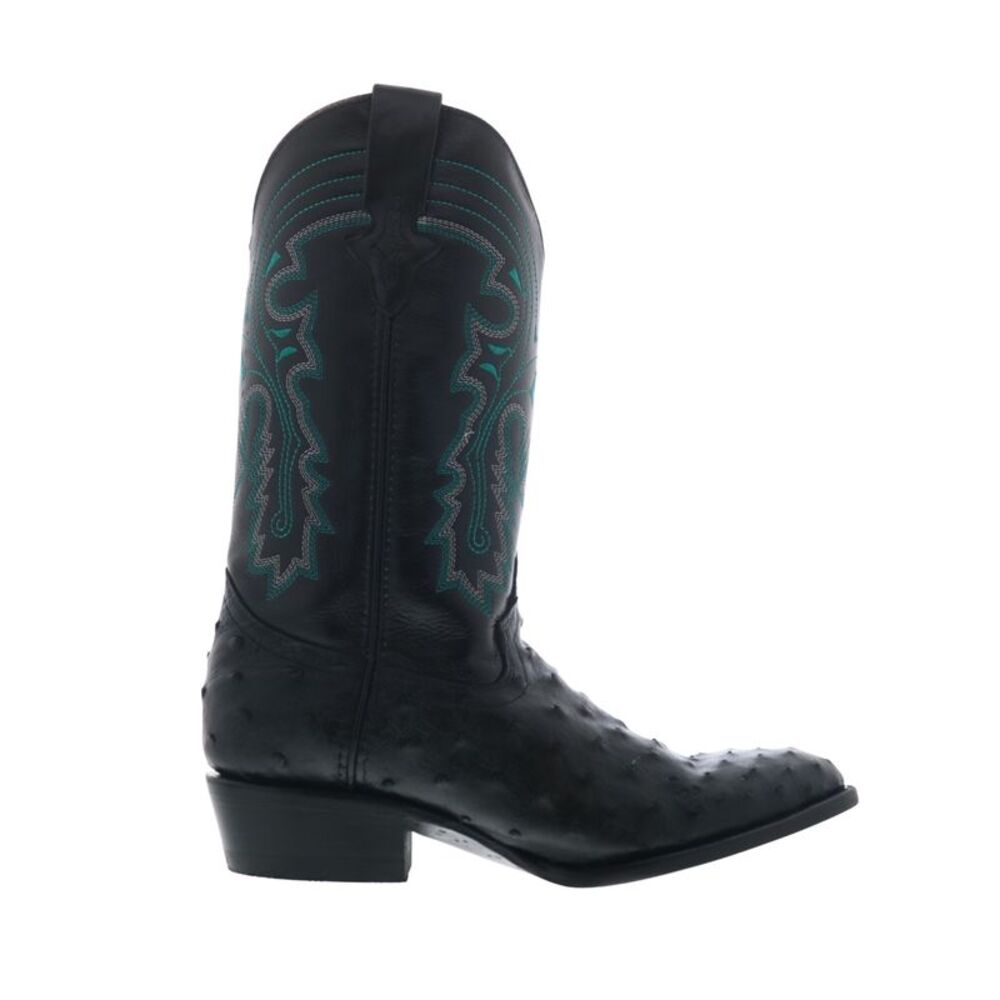 Ferrini Mens Full Quill Ostrich R-Toe Black Boots (NWT)